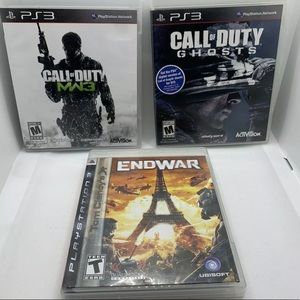 Lot of 3 PS3 Games Call of Duty Ghosts MW3 Tom Clancy End War Tested
